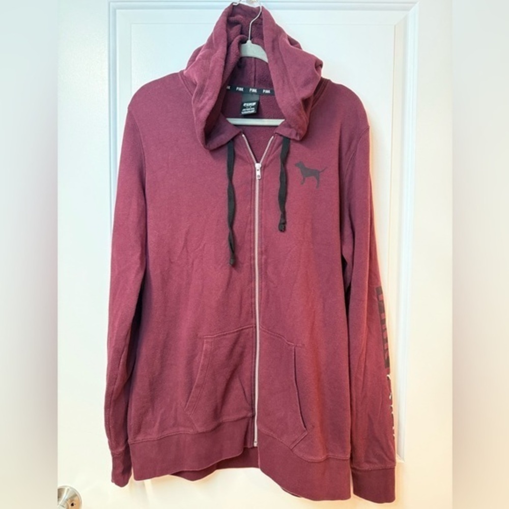 Victorias Secret PINK Burgundy Full Zip Sweater - Picture 1 of 4